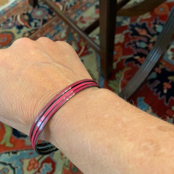 Bangle Bracelets Pink Purple Enamel Stack Gypsy Boho Set of 3 - Picture 3 of 3